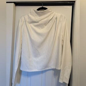 white zara mock neck long sleeve shirt